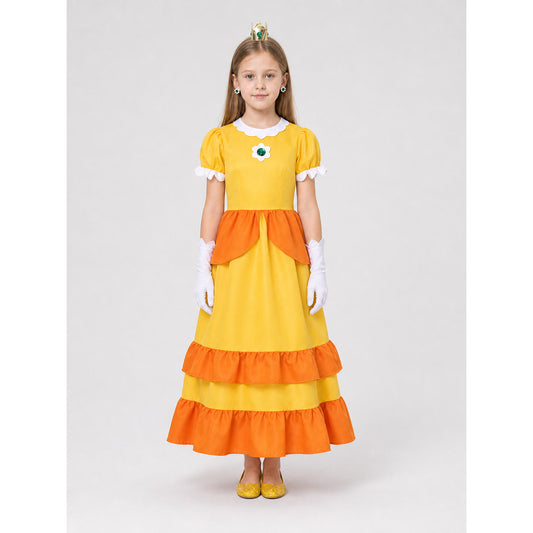 Cosplay Costume with Dress, Crown, and Gloves on-model view