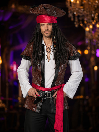 Jack Sparrow Pirate Costume for Cosplay on-model view