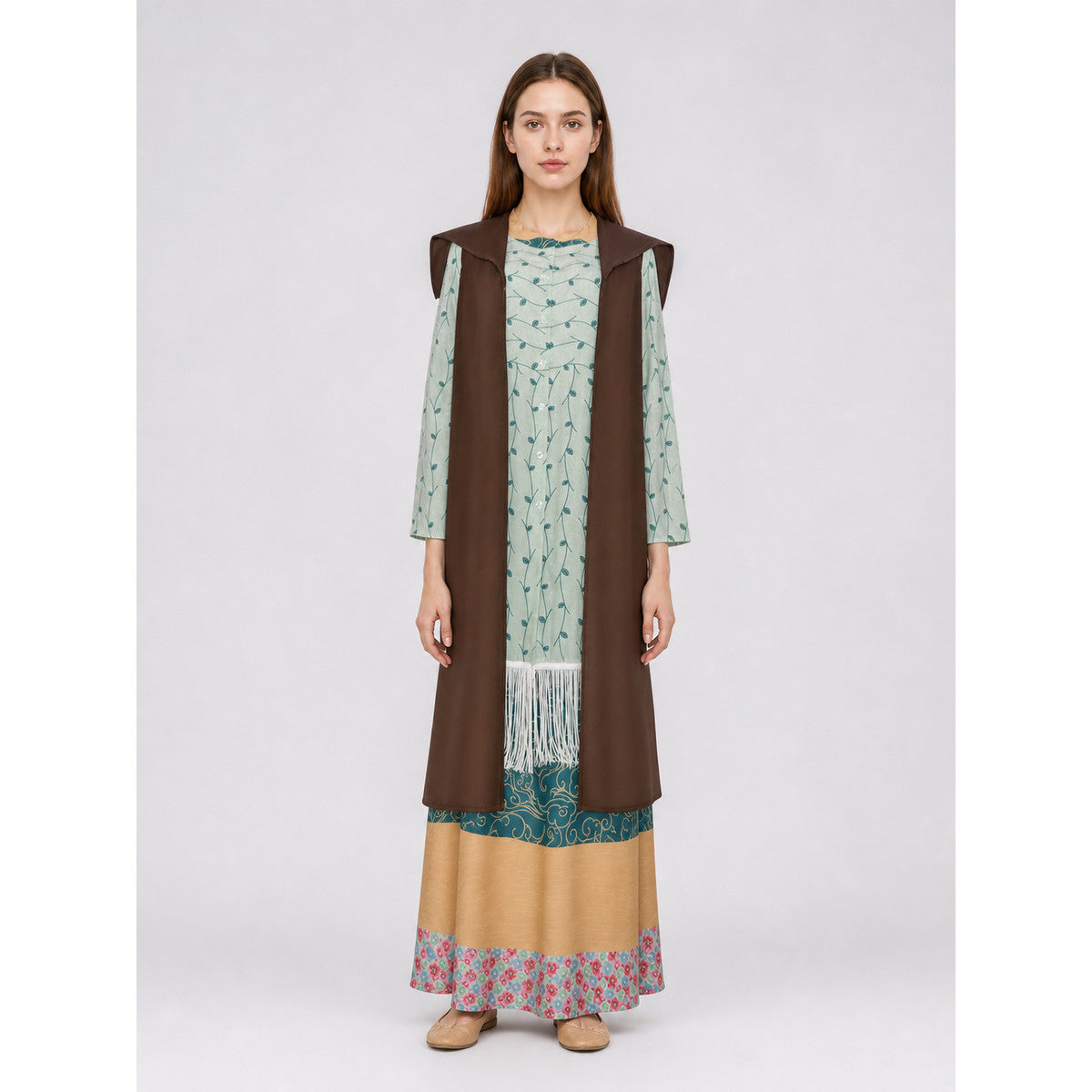 Sybill Trelawney Cosplay Costume, Fringed Dress