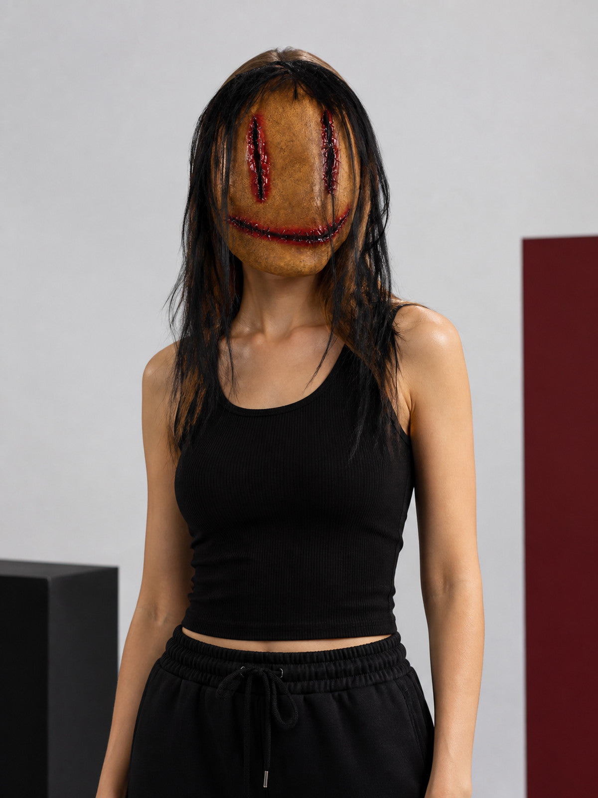 Halloween Carnival Mask with Stitches and Blood