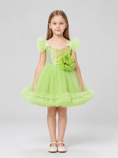 Sequin Princess Dress with Full Skirt for Birthday Celebrations