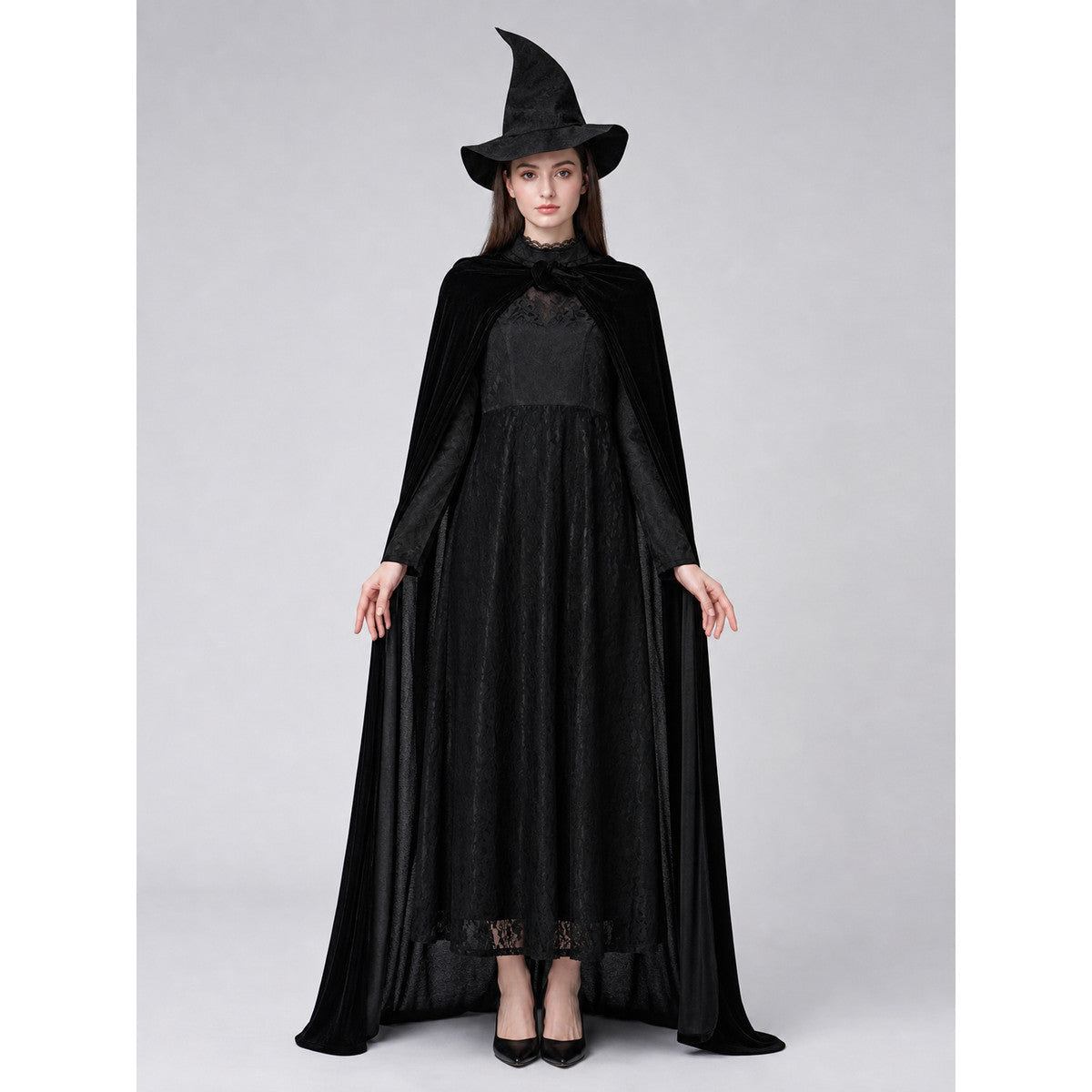 Witch Costume for Cosplay: Dress, Hat, and Cape