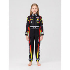 Racing Jumpsuit with Belt and Checkered Print