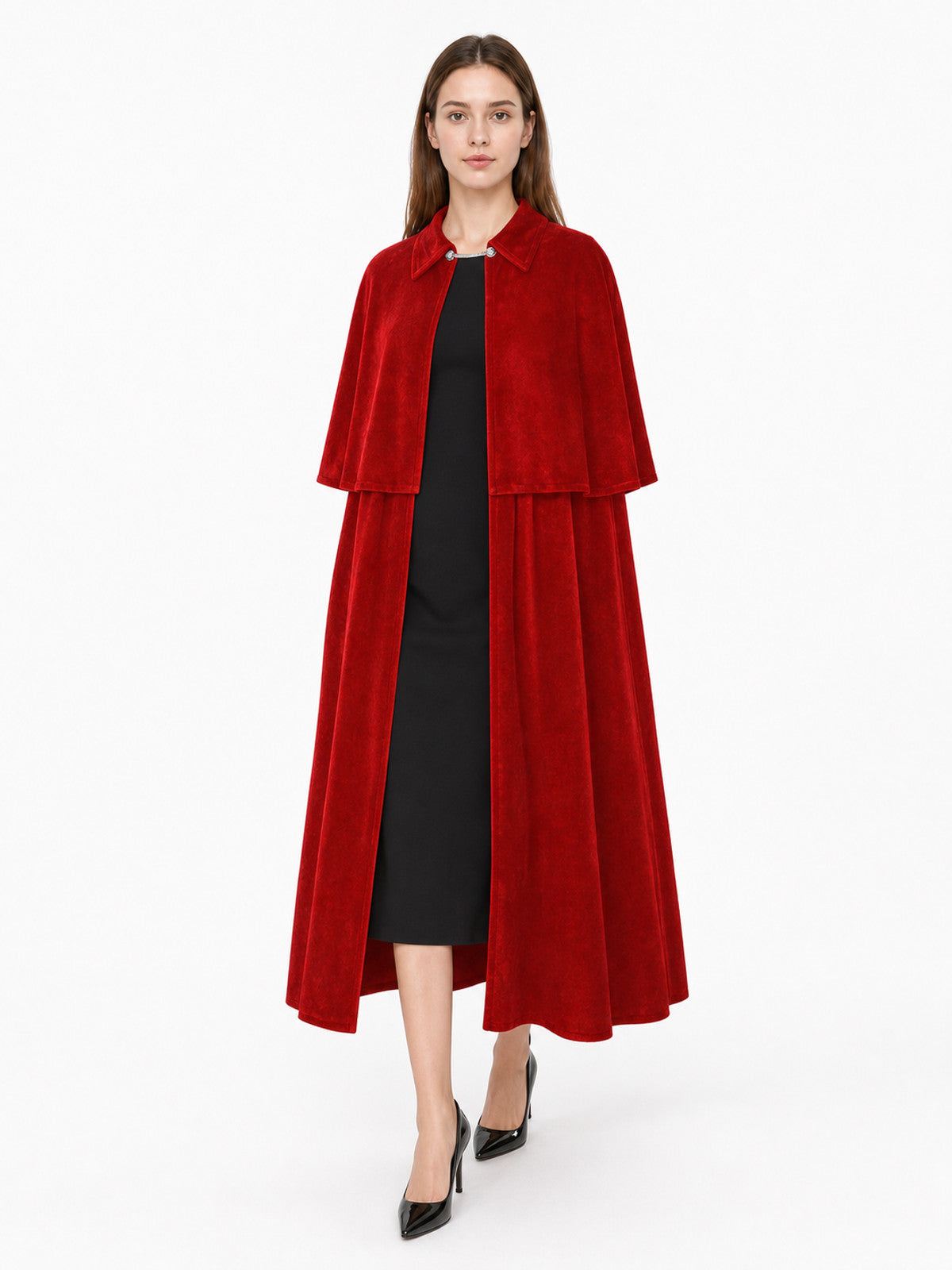 Red Vampire Costume Cape for Halloween front view