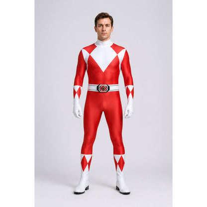 Red and White Superhero Jumpsuit with Mask main product view