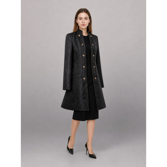 Black carnival cloak with jacquard pattern