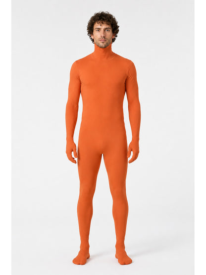 Orange Form-Fitting Hooded Jumpsuit main product view