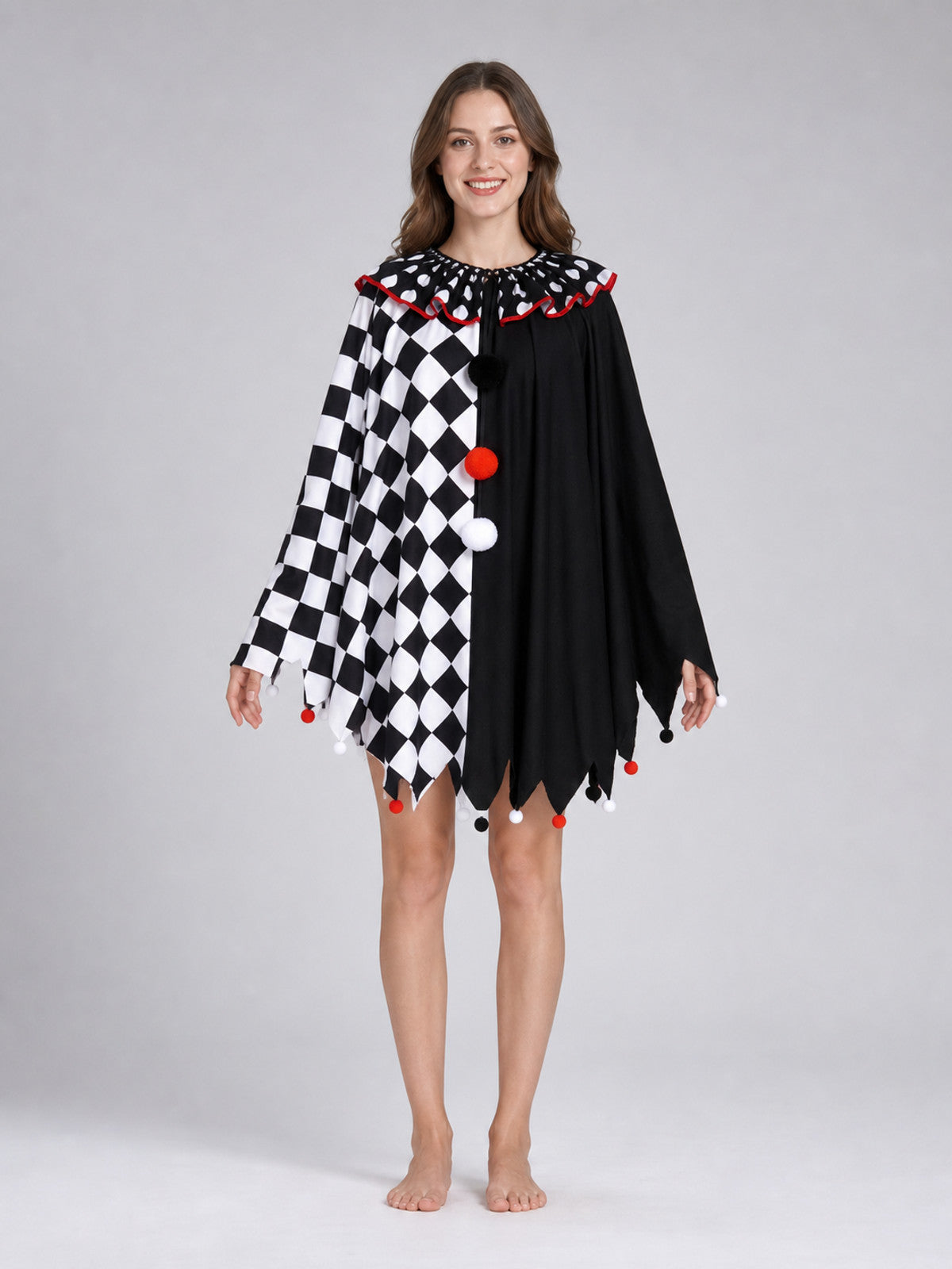 Theatrical Plaid Cloak Costume for Cosplay front view