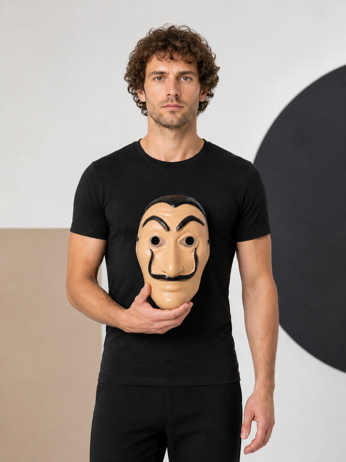 Cosplay Mask with Black Mustache and Eyebrows