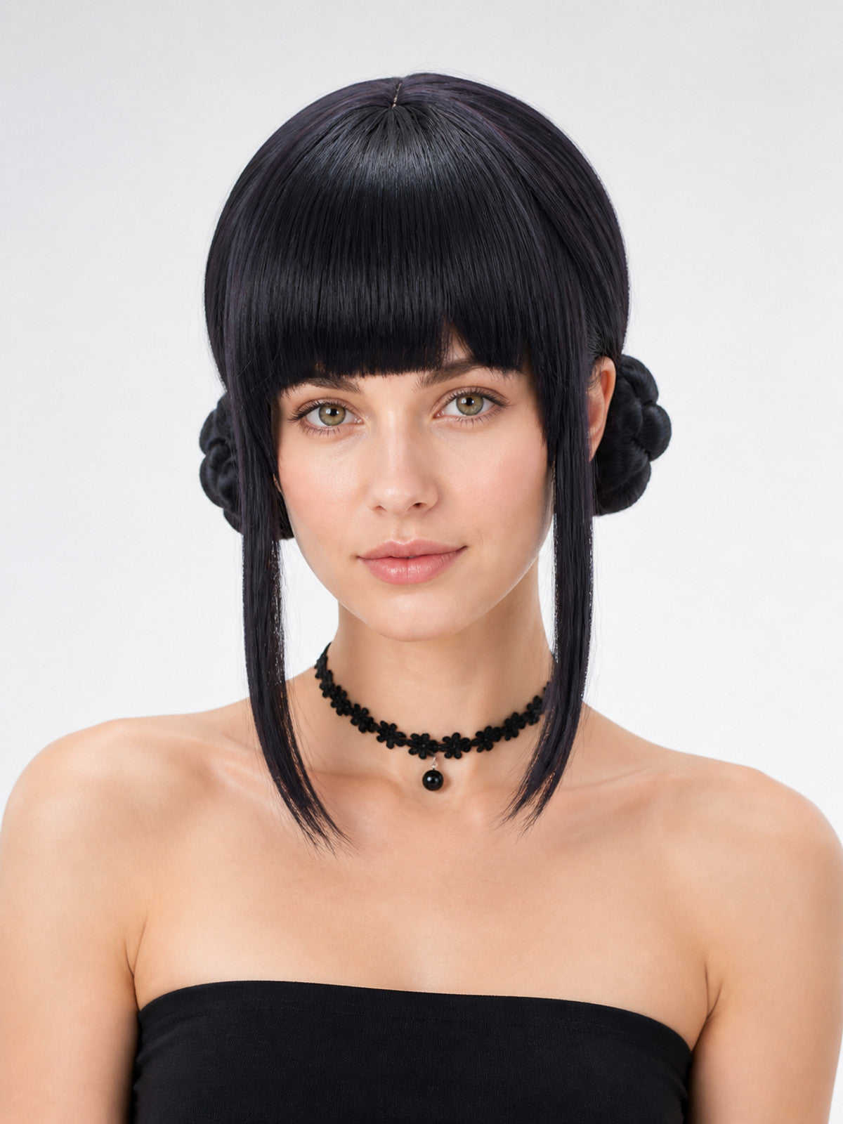 Black Carnival Wig with Buns for Halloween and Cosplay main product view