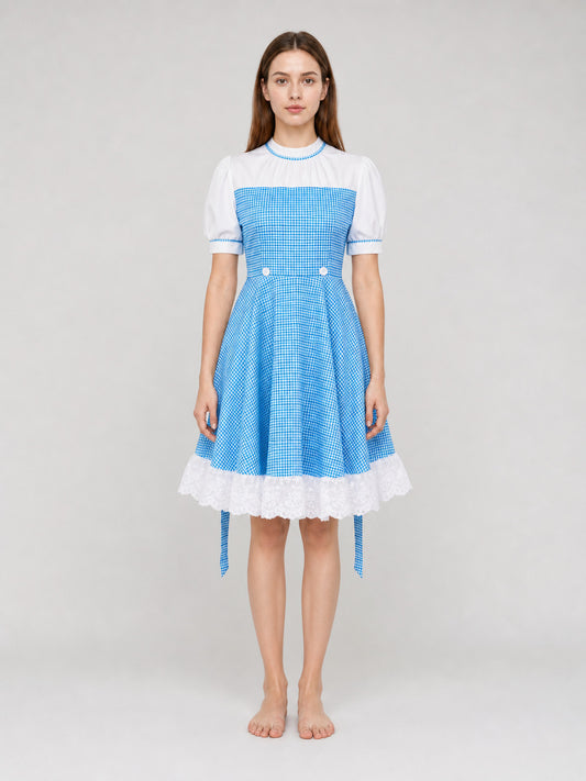 Dorothy Plaid Dress for Cosplay and Stage front view
