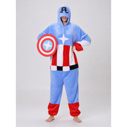 Hooded Superhero Costume Jumpsuit on-model view