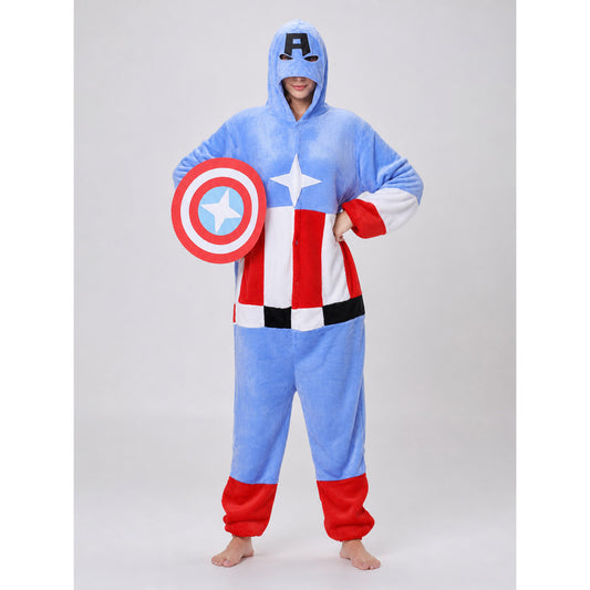 Hooded Superhero Costume Jumpsuit on-model view