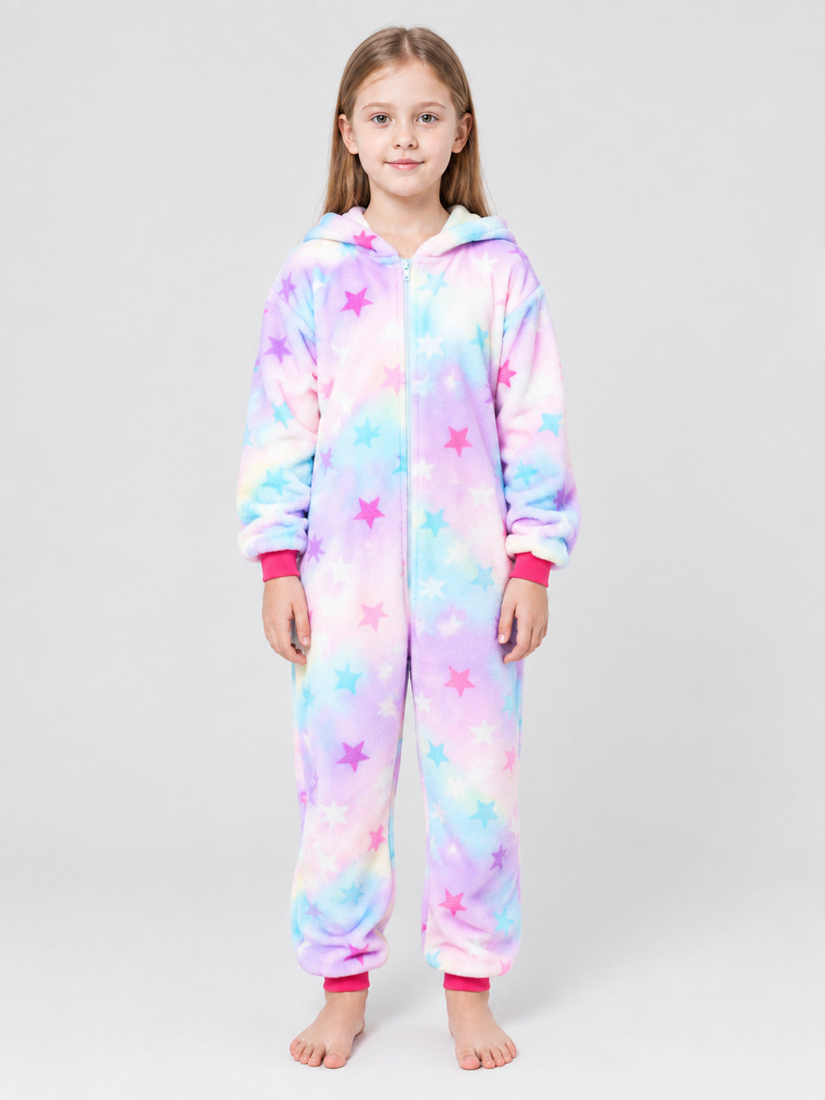 Kids' Flannel Star-Print Pajama Jumpsuit
