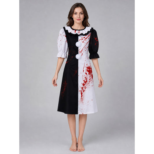 Clown Costume Dress for Halloween with Blood Print