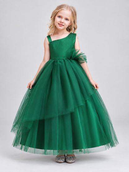 Girls' Princess Holiday Dress Dark Green with Bow