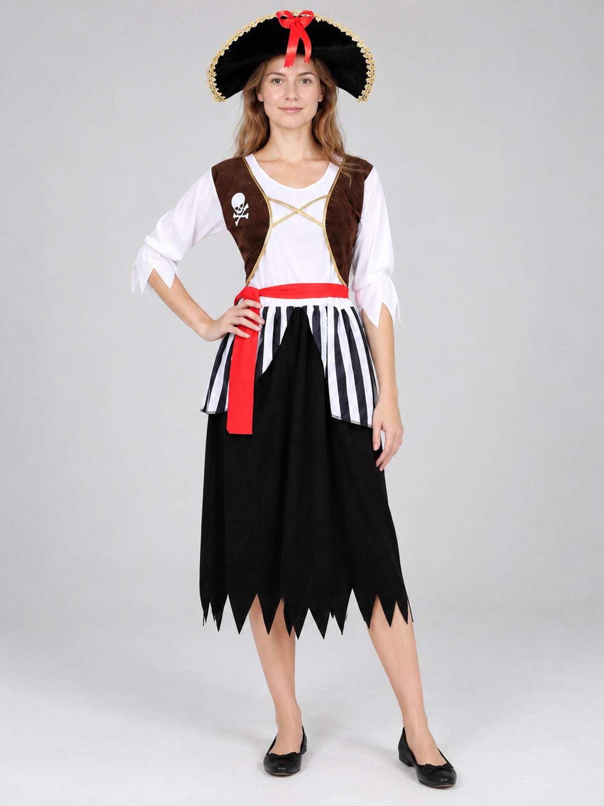Adult Pirate Costume for Carnival with Hat and Belt