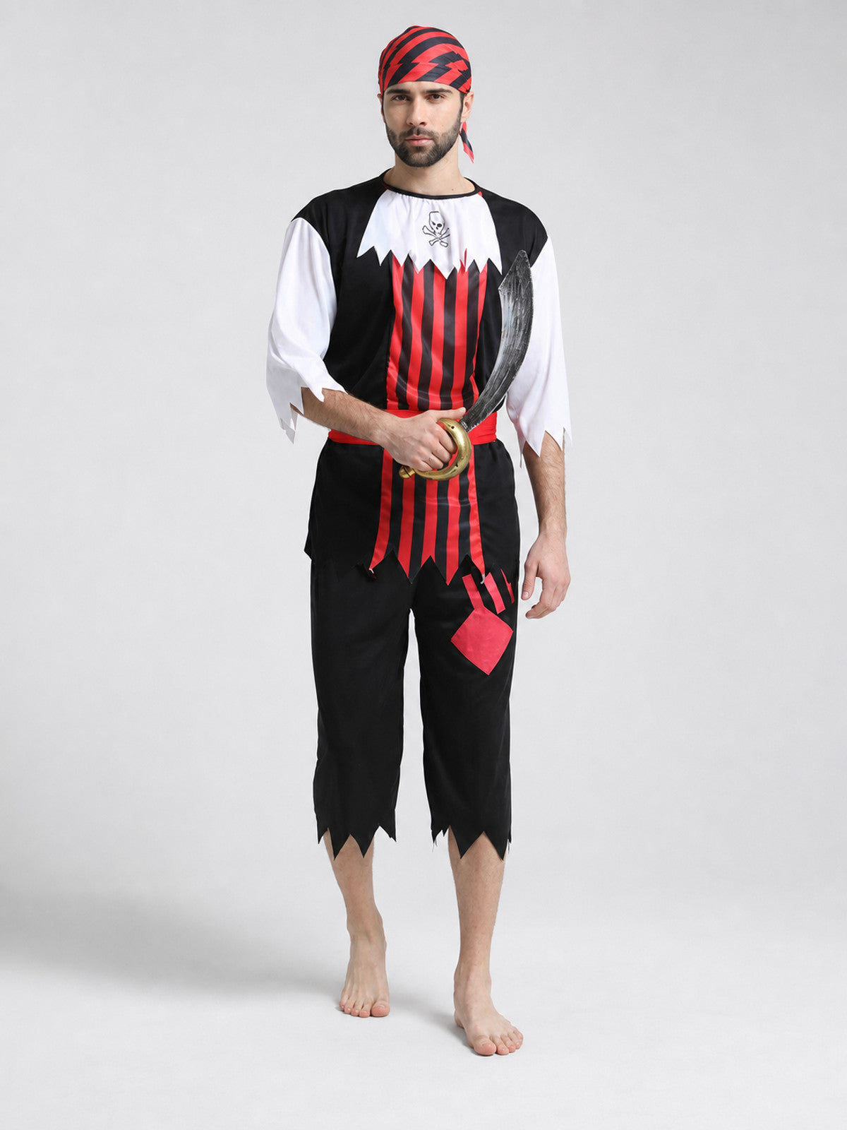 Halloween Pirate Costume with Bandana on-model view