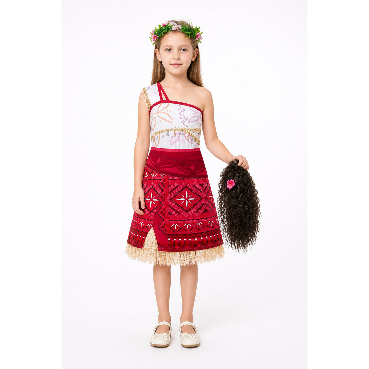 Moana Princess Costume with Wig and Wreath main product view