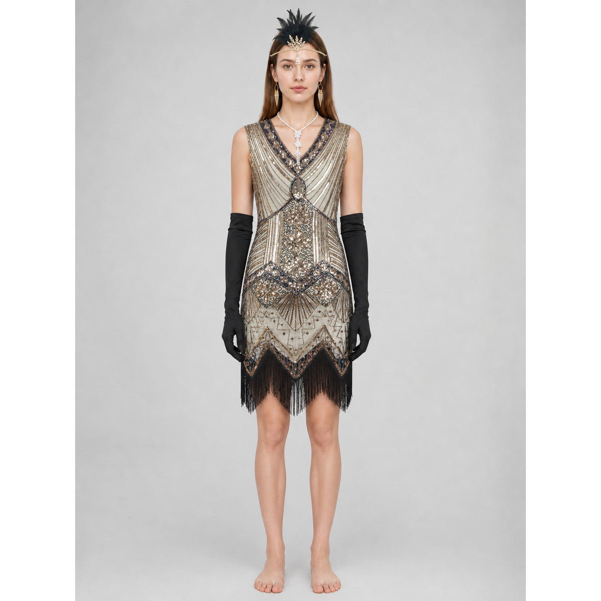 Vintage Gatsby Fringe and Sequin Dress