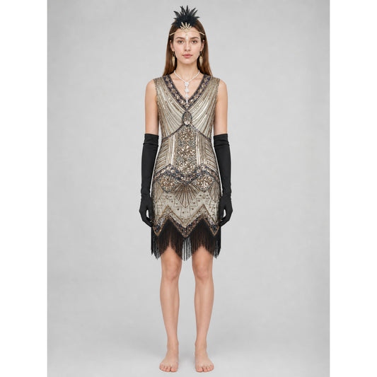 Vintage Gatsby Fringe and Sequin Dress