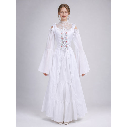 White Palace-Style Cosplay Costume with Corset Bodice