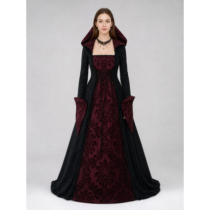 Gothic Hooded Dress with Long Sleeves