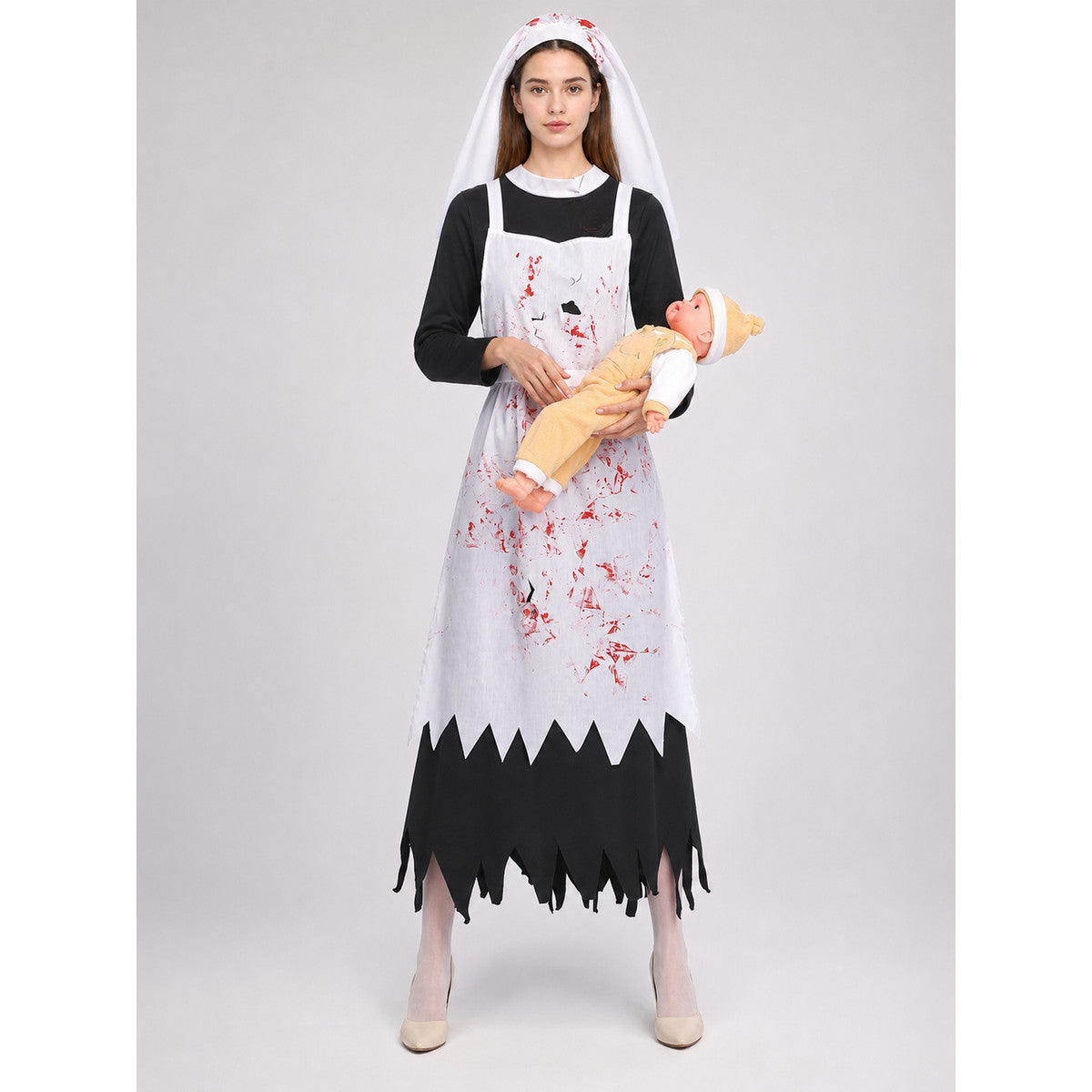 Ritual Robe with Bloody Print for Halloween on-model view