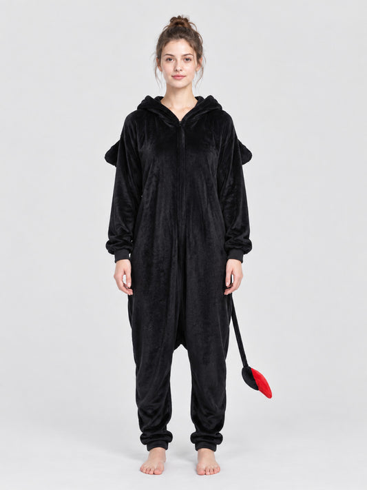 Black Kigurumi with Hood and Decorative Tail