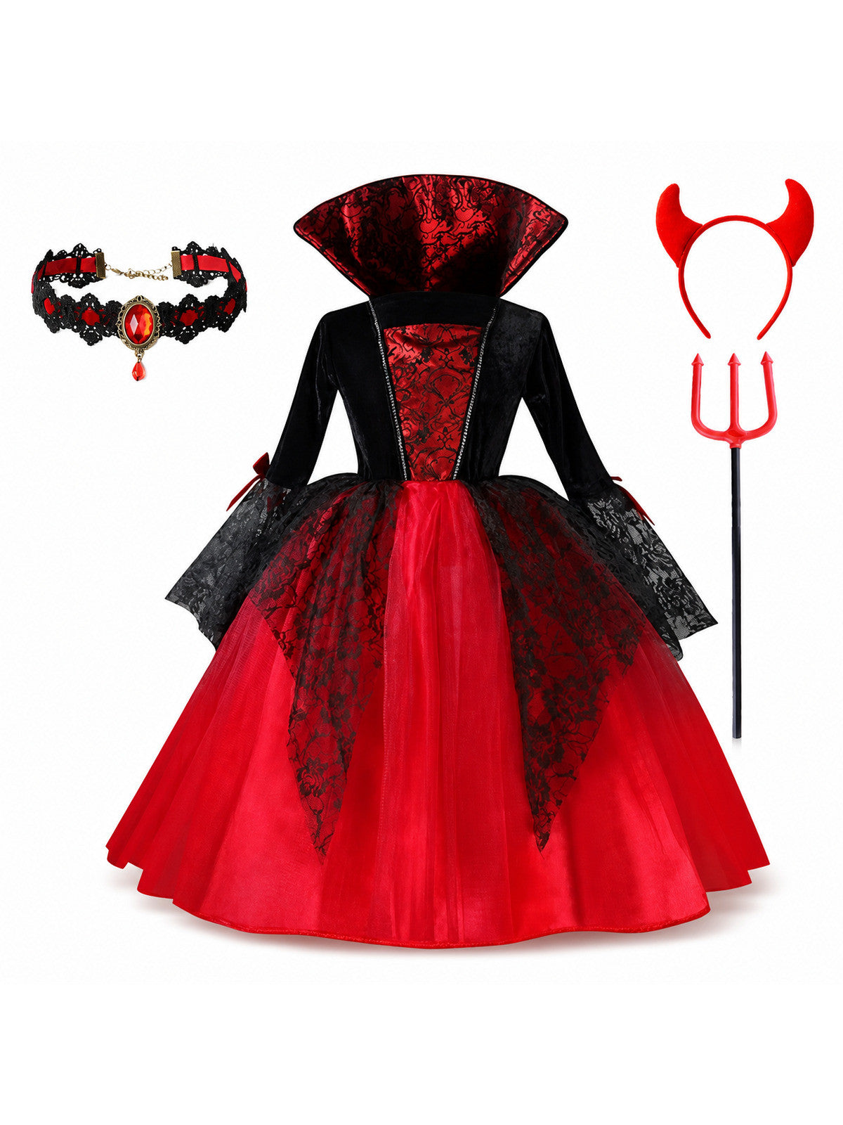 2025 Girls Cosplay Vampire Halloween Dress For Kids Ghost Bride Gothic Costume main product view