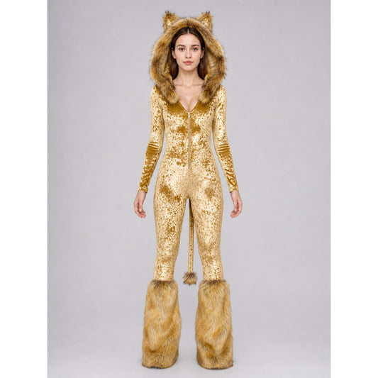 Lion cosplay costume with hood and tail front view