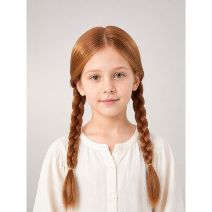 Brown Carnival Wig with Two Braids for Halloween main product view