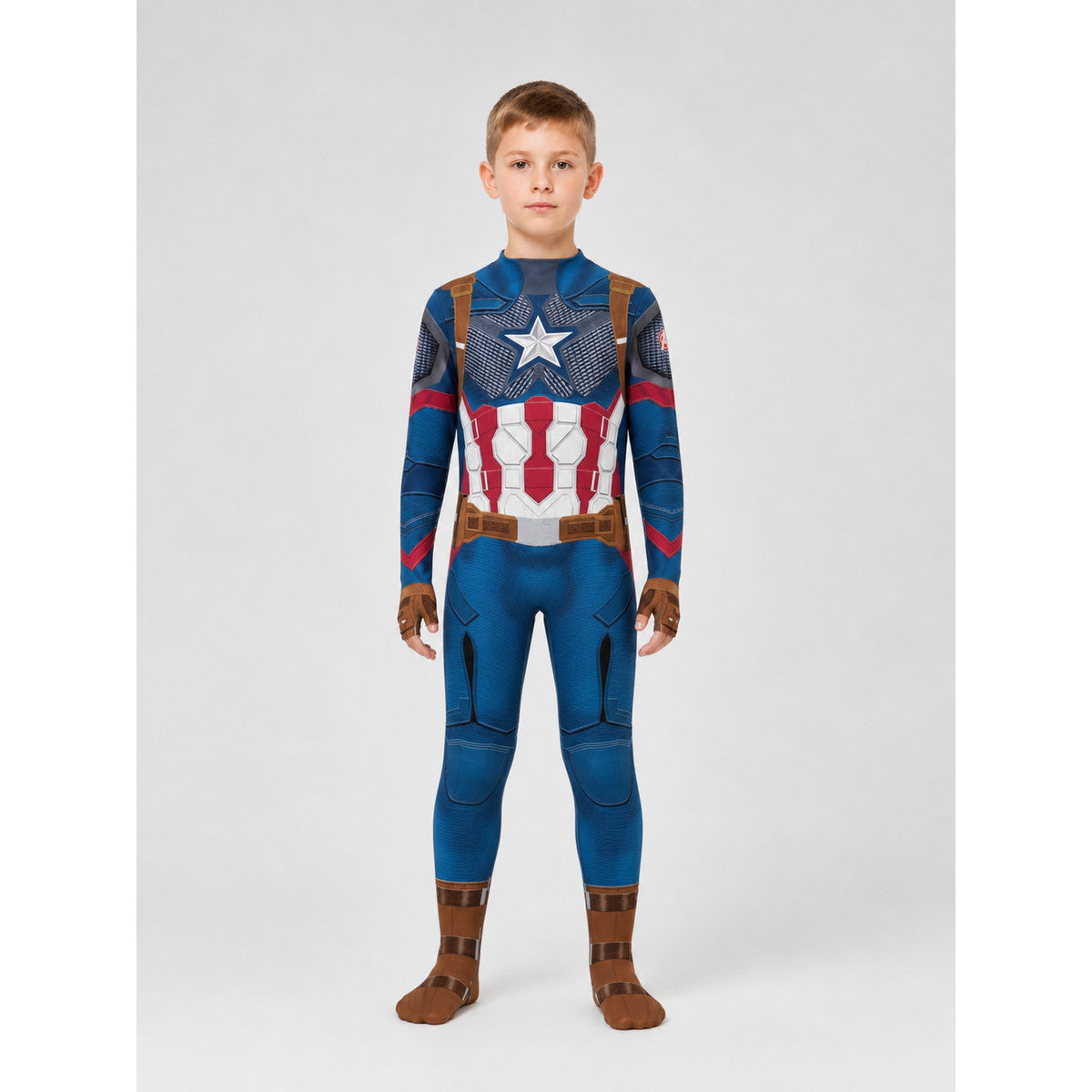 Printed Superhero Cosplay Jumpsuit Costume on-model view