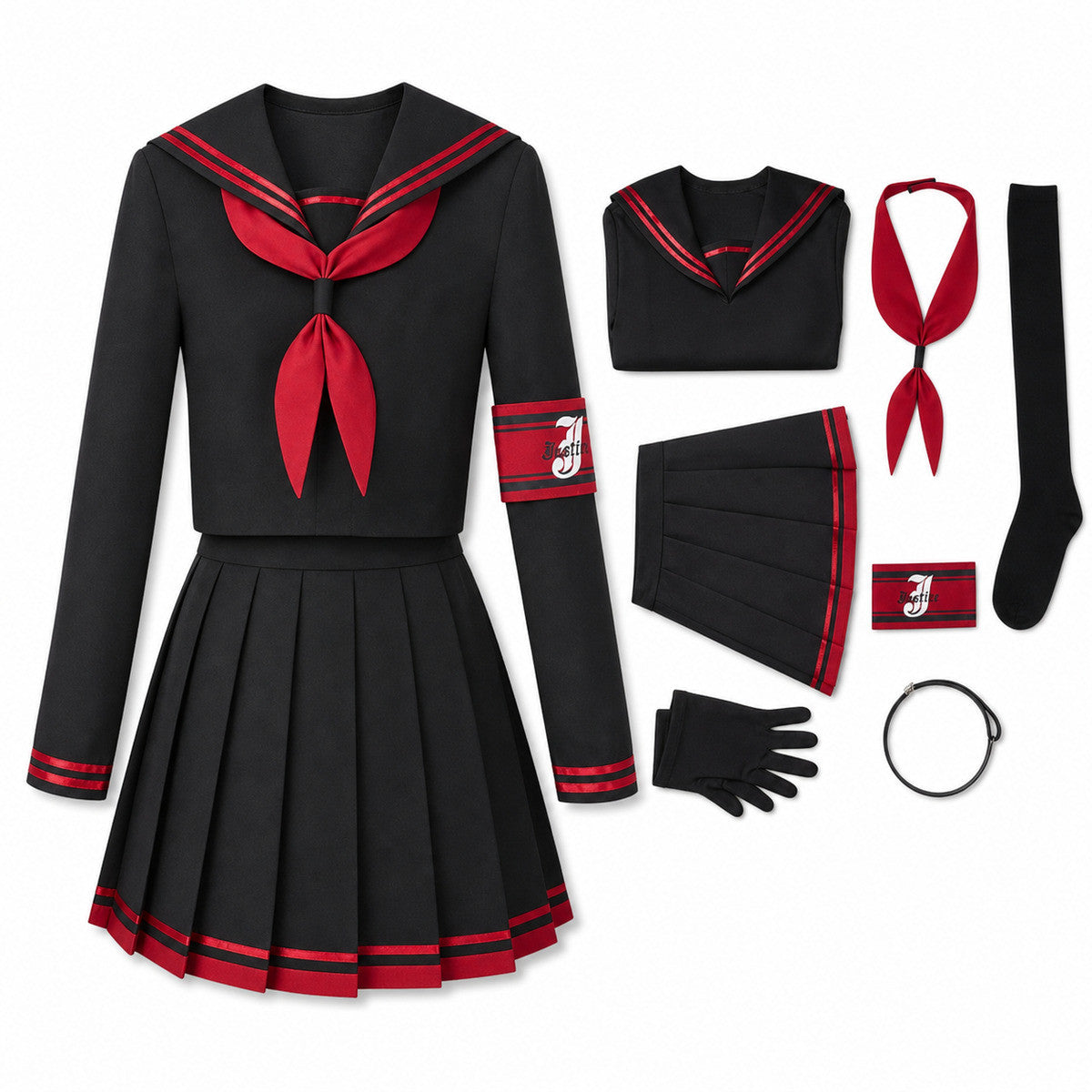 Game Blue Archive Justice Realization Cosplay Anime Nakamasa Ichika Costume Wigs Cute Sailor Dress High School JK Uniform Suit - Color:Costume Wig