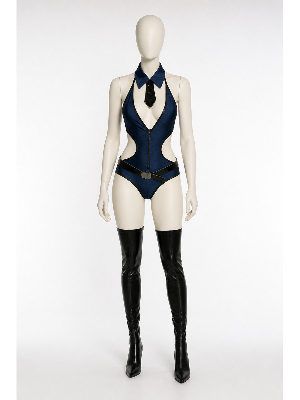 Erotic police-style jumpsuit with zipper main product view