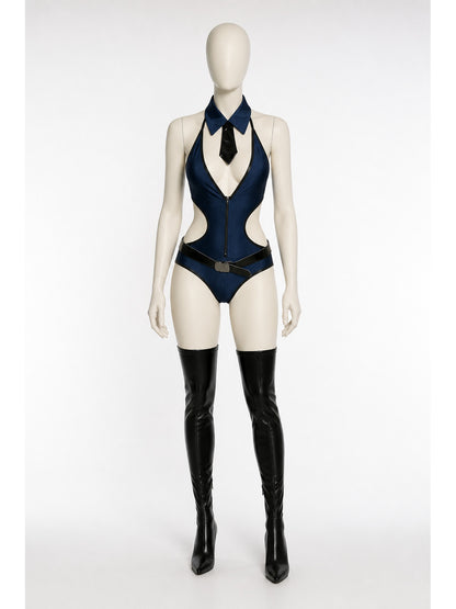 Erotic police-style jumpsuit with zipper main product view
