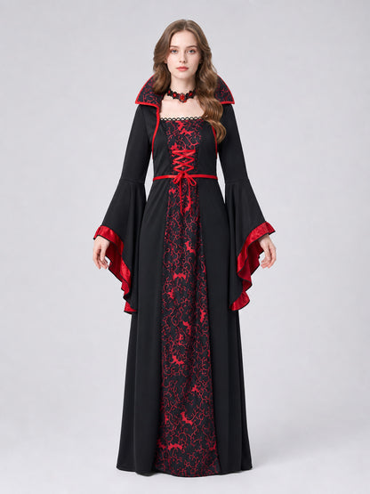 Vampire Costume: Floor-Length Dress with Necklace front view