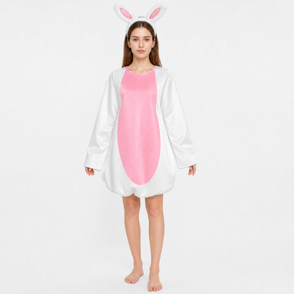 Rabbit Costume with Ears, Tail, and Pink Panel