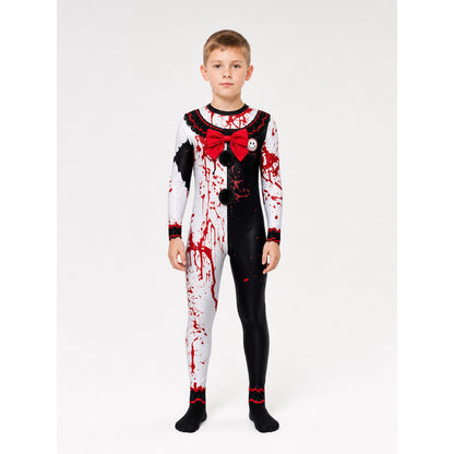Hooded Scary Clown Costume with Bloody Print