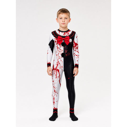 Hooded Scary Clown Costume with Bloody Print