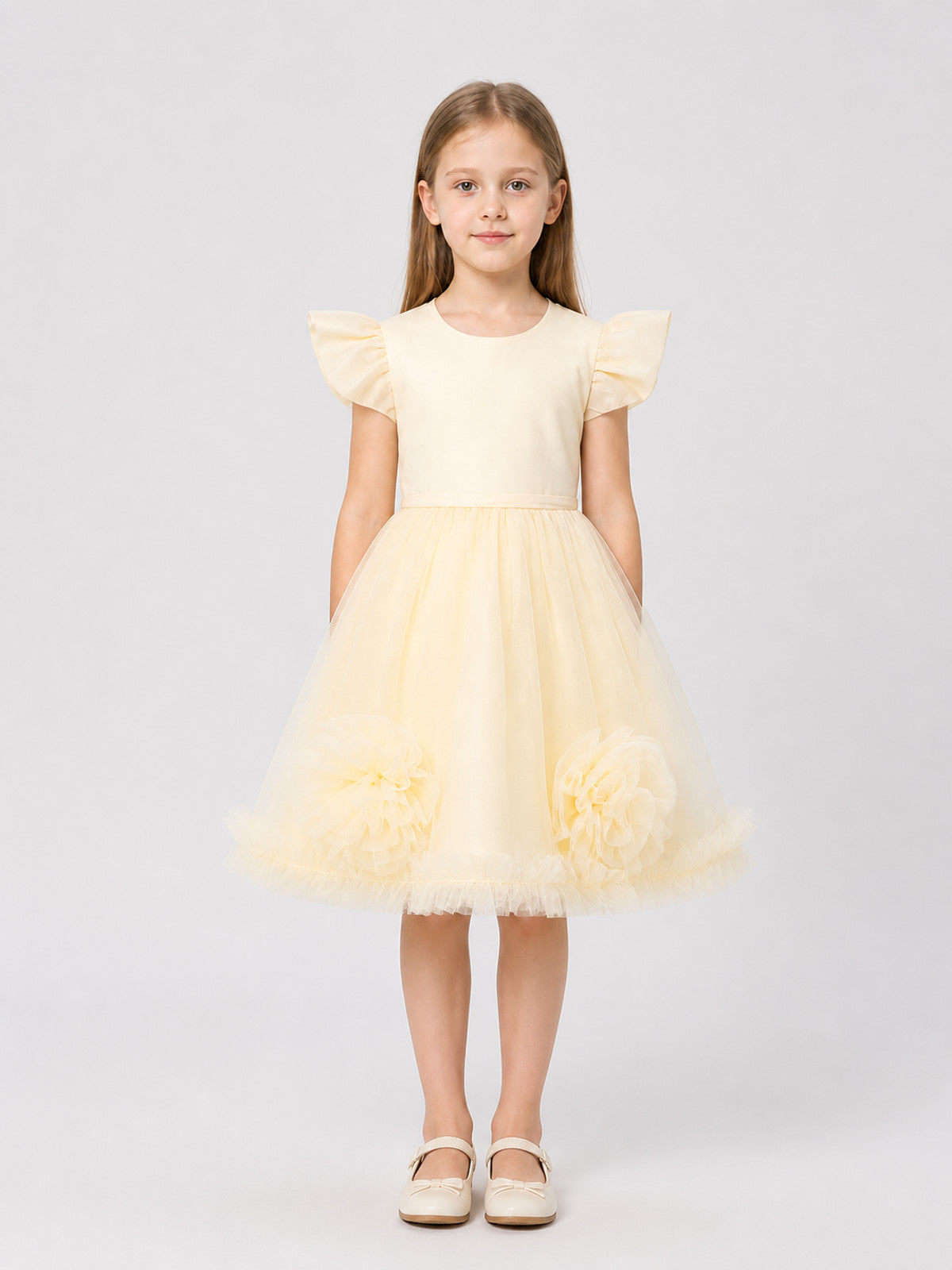 Children's Princess Dress with Flutter Sleeves on-model view