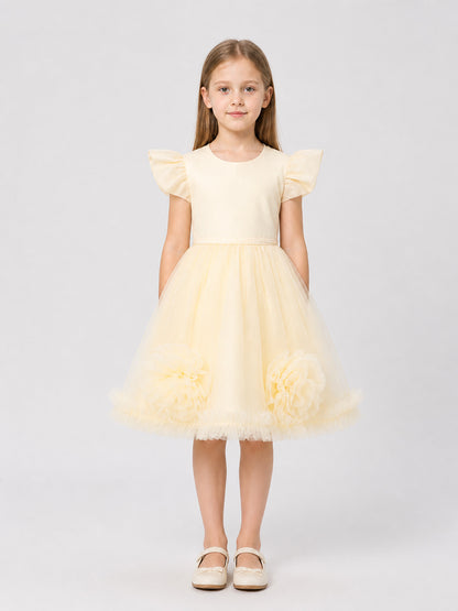 Children's Princess Dress with Flutter Sleeves on-model view