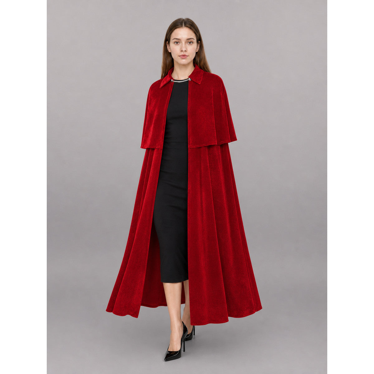 Long Red Medieval Carnival Cloak