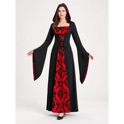 Black and Red Hooded Cloak for Cosplay main product view
