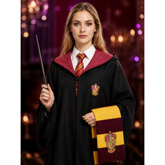 Academy Wizard Robe Costume Set with Red and Yellow Striped Scarf and Tie