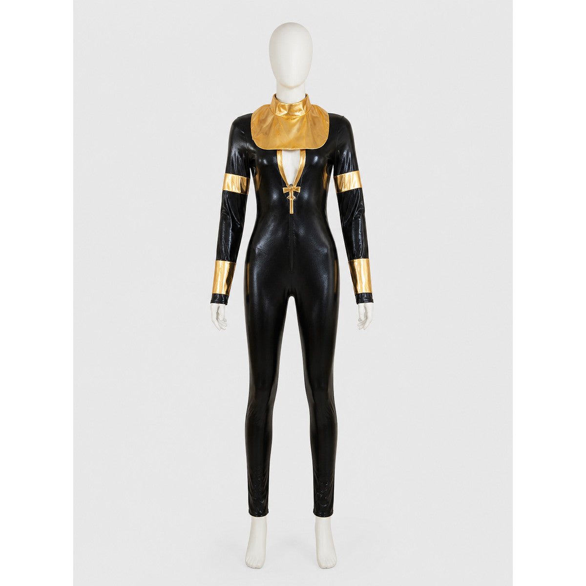 Halloween cat costume with mask and tail, S-XL on-model view