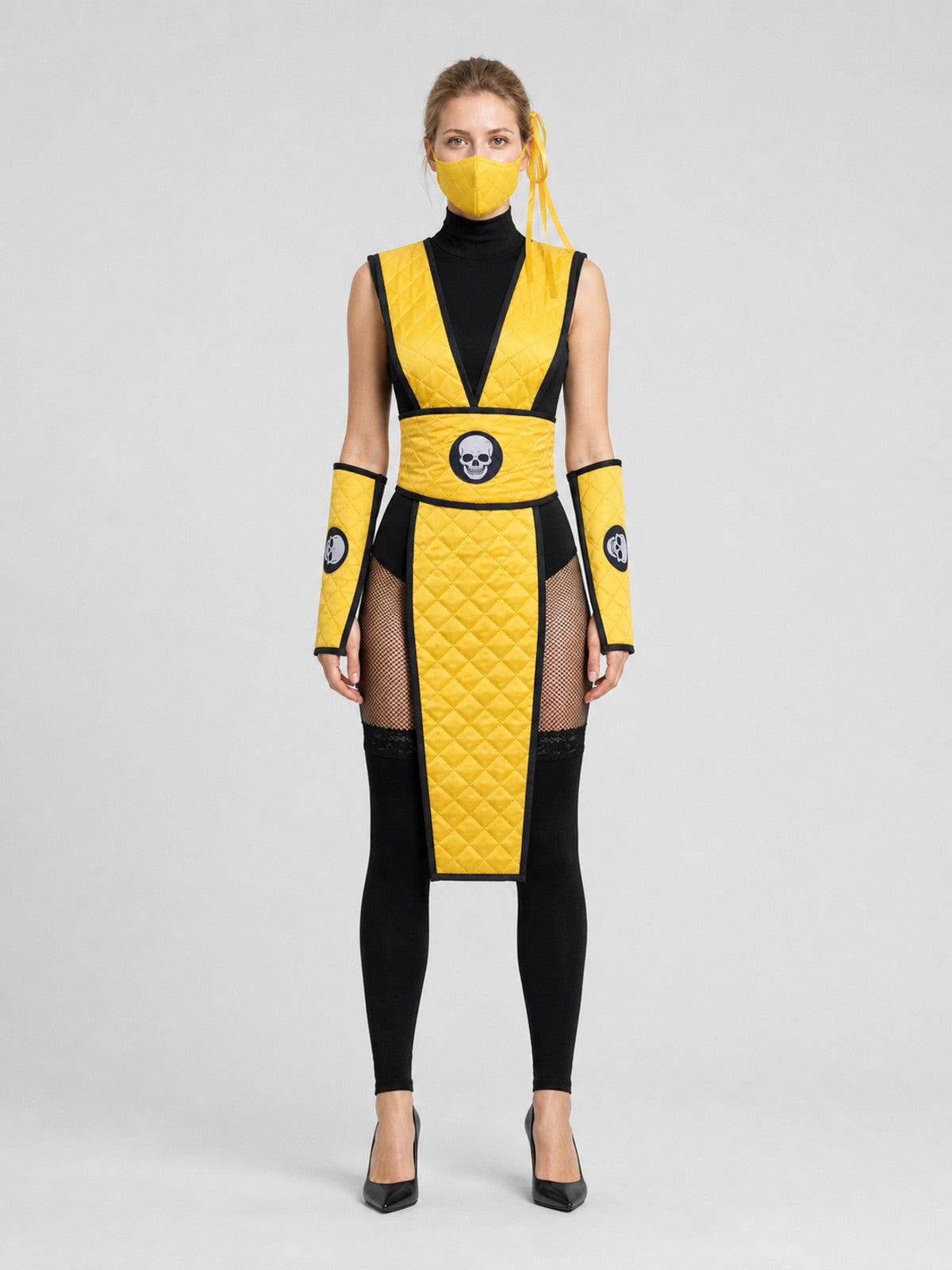 Mortal Kombat Ninja Cosplay Costume with Mask on-model view