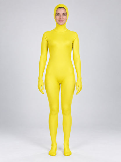 Yellow Zentai Bodysuit with Closed Hands and Feet