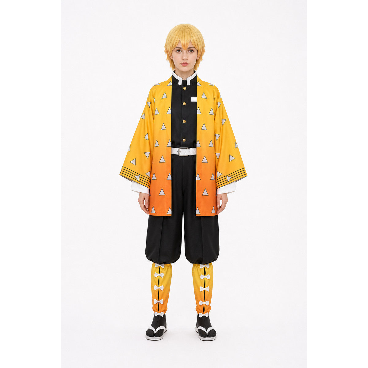 Zenitsu Cosplay Costume with Wig and Orange Pattern main product view