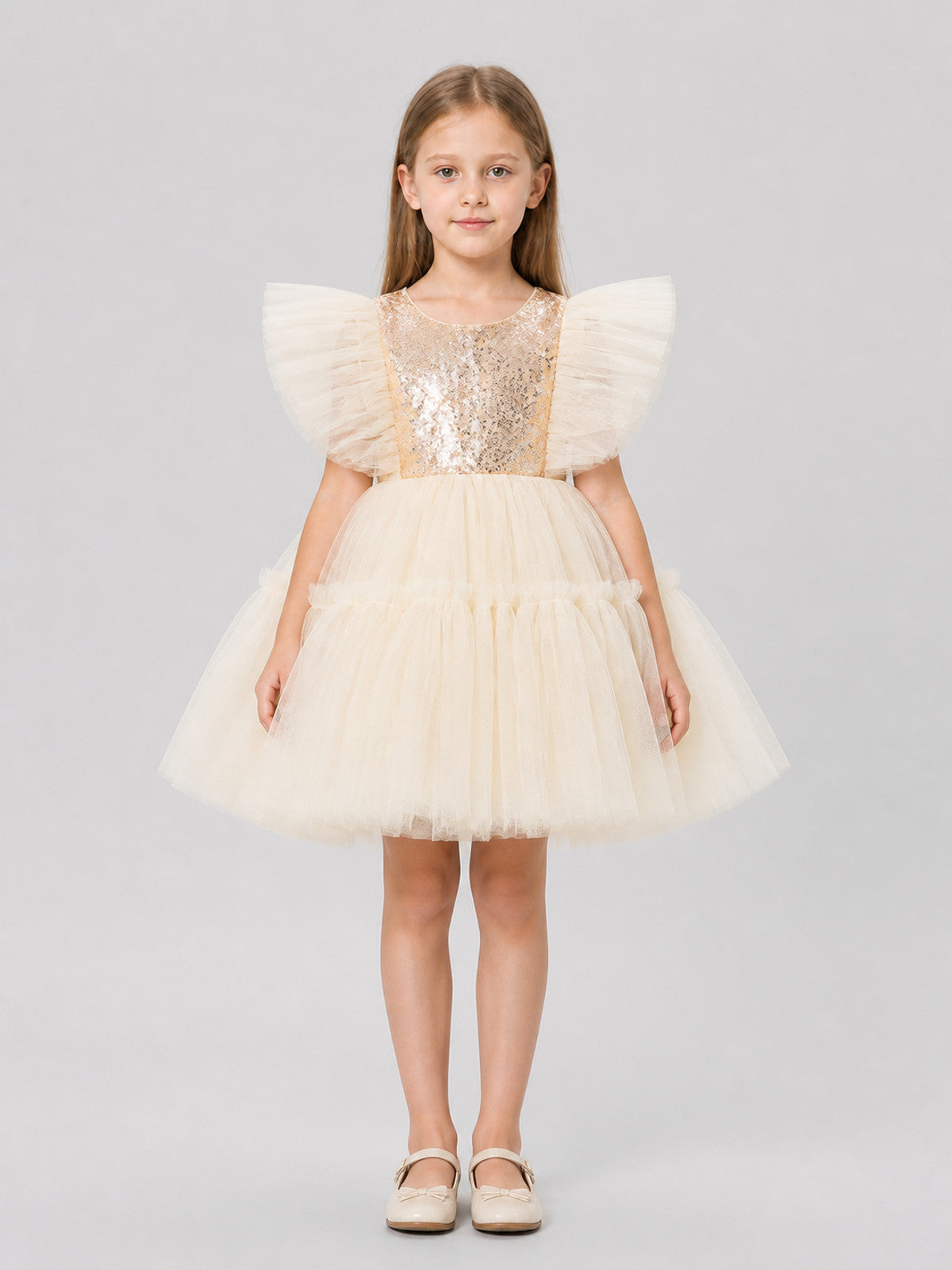 Full Sequin Tutu Dress with Layered Mesh on-model view